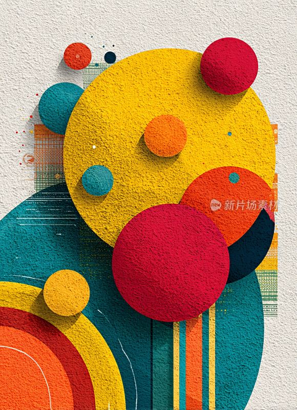 多彩几何圆形插画图案