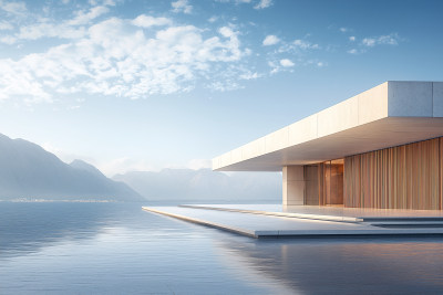 未来主义几何简约现代建筑设计广告背景