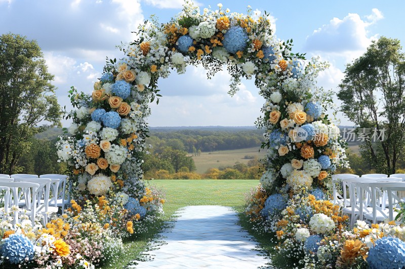 户外唯美花卉婚礼拱门