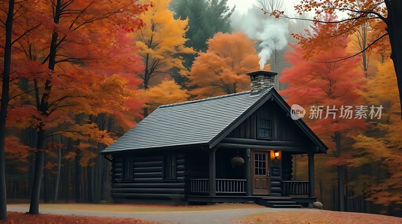 秋林小木屋温馨宁静的避世之地