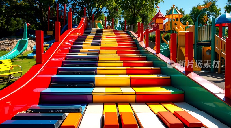 彩色钢琴滑梯儿童乐园新亮点！