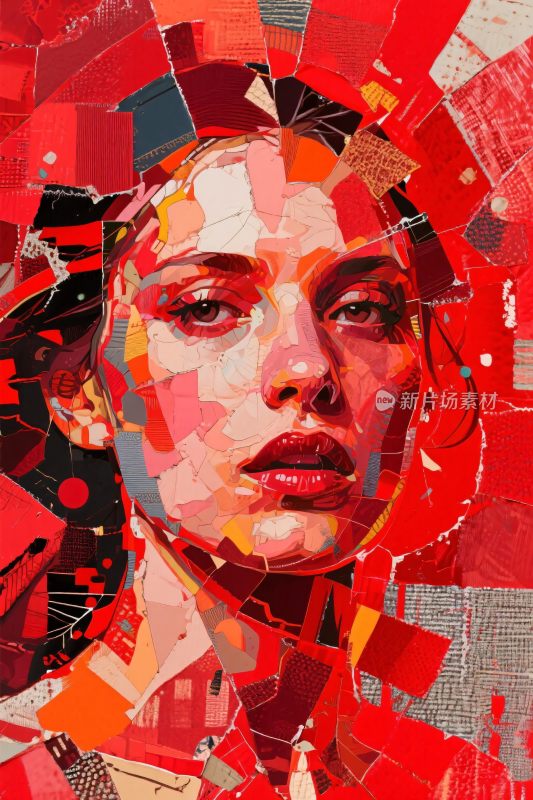 现代抽象拼贴人物肖像