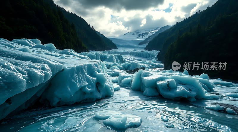 冰川秘境冰封峡谷与雪峰