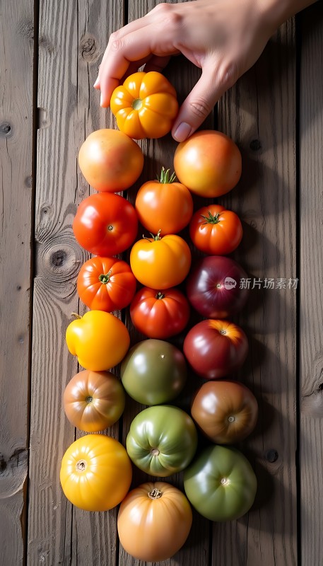 多彩番茄展示手拿黄色小番茄