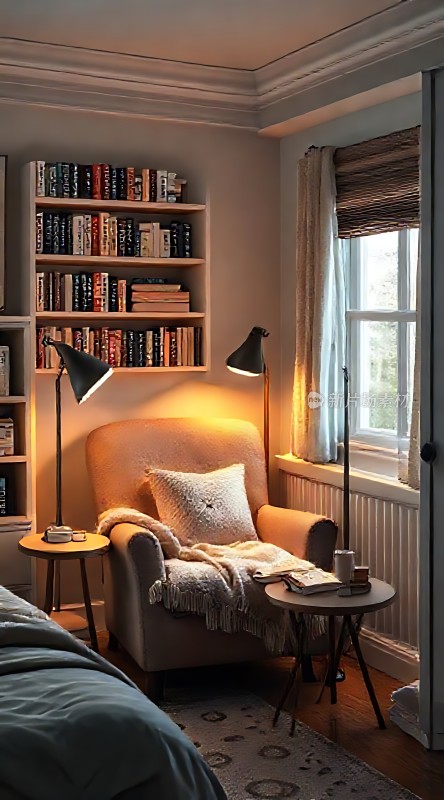 温馨书房舒适阅读角落
