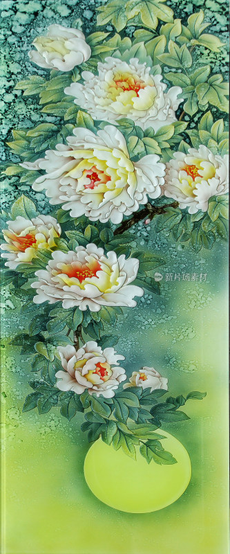 花好月圆牡丹屏风背景