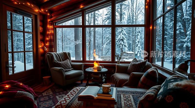 冬日暖炉旁的温馨小屋