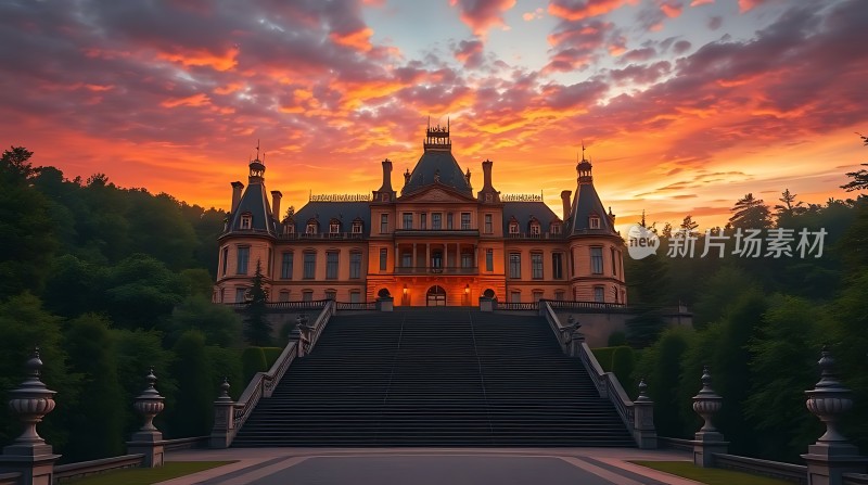 日落下的宏伟宫殿