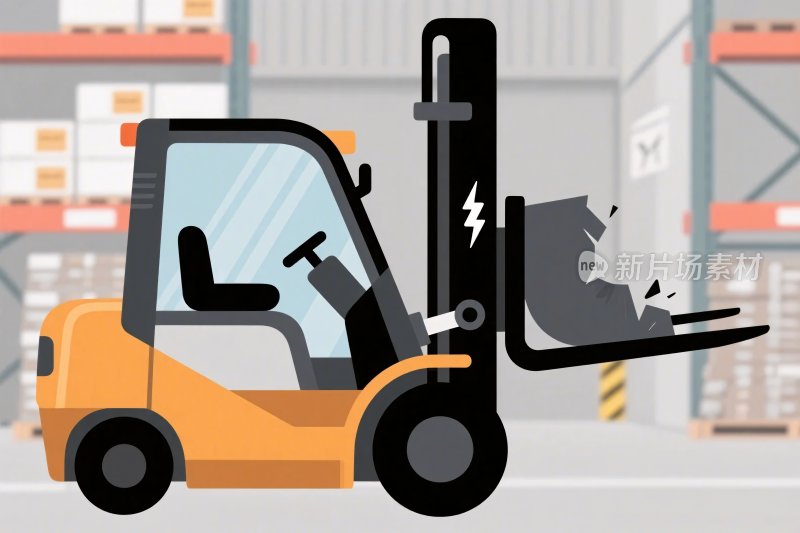 叉车搬运货物卡通插画
