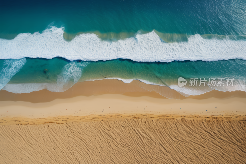 海滩鸟瞰图海浪在岸边破裂高清风景风光图片