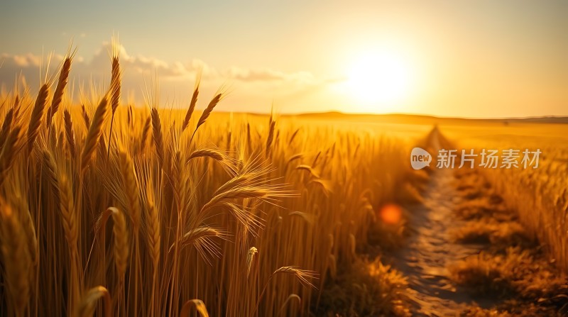 金色麦田日落时分