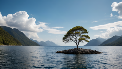 岩石上的一棵树高清风景图片