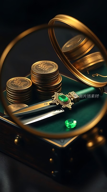 黄金硬币与宝石