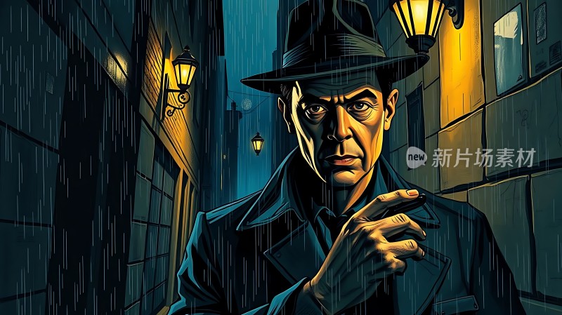 雨夜探秘暗影中的神秘人物