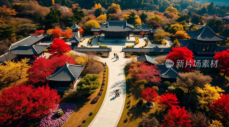 古风建筑秋色美景