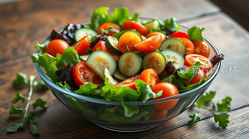 清新蔬菜沙拉色彩缤纷健康美味！