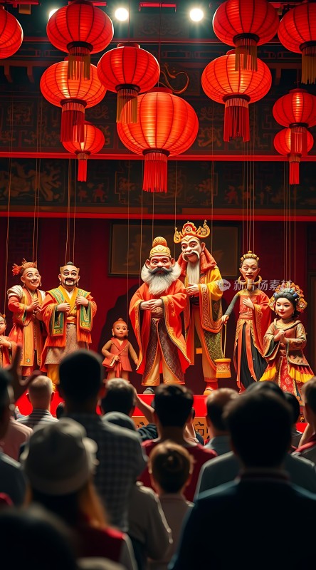 传统戏剧表演观众围观