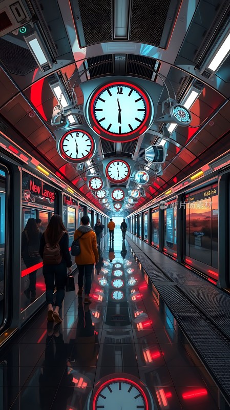 未来时空隧道时钟走廊上的奇幻之旅