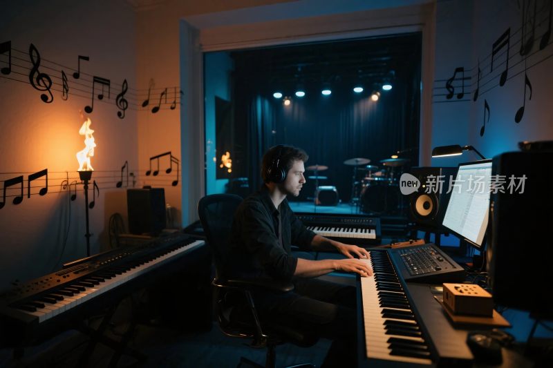 音乐制作录音室场景