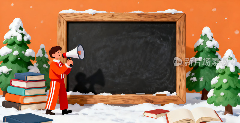 冬天寒假插画背景
