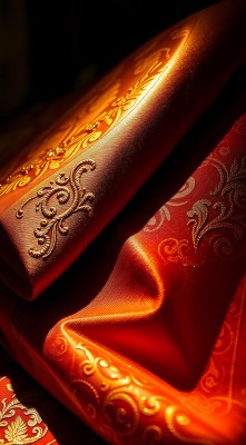 金色花纹皮革制品特写