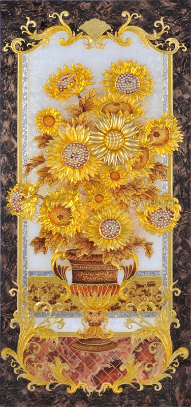 欣欣向荣向日葵屏风背景