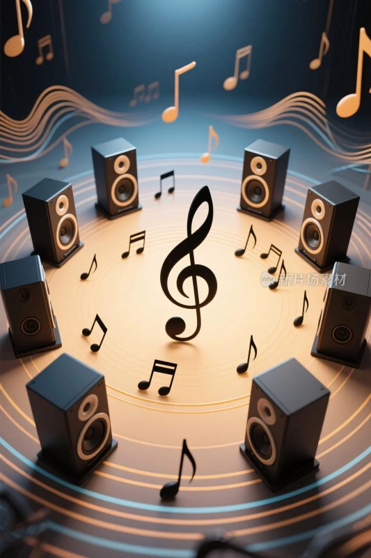 音乐音符与音箱艺术设计