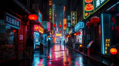 霓虹灯下的繁华街道 霓虹灯下的繁华街道