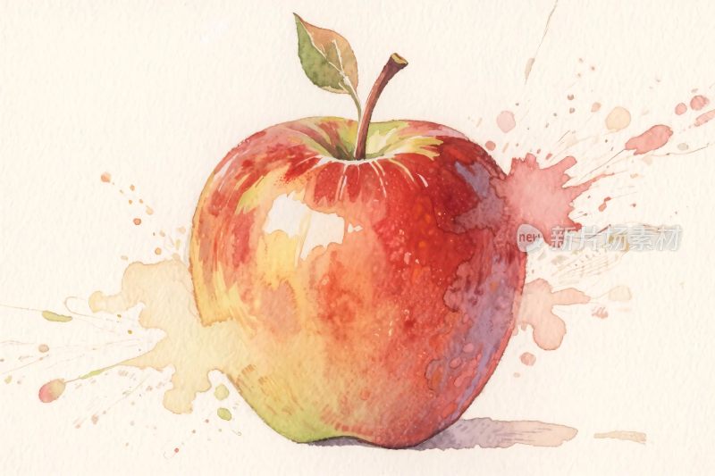 水彩画苹果插画