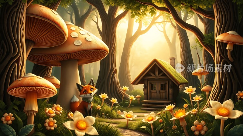 森林小屋与狐狸