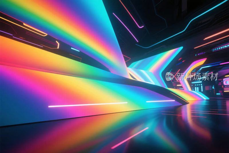绚丽多彩的霓虹光影空间