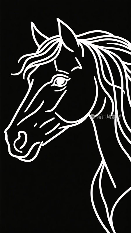 线条勾勒的马头插画