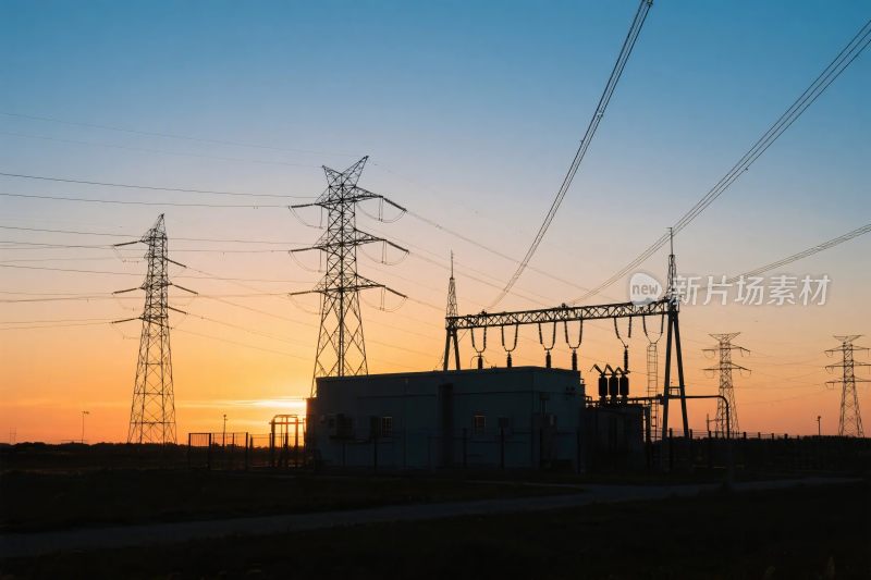电力设施黄昏场景