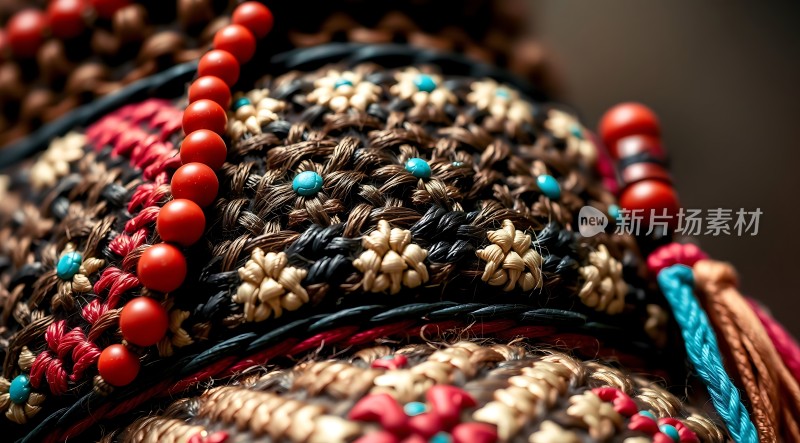 彩色珠绣花纹细节展示