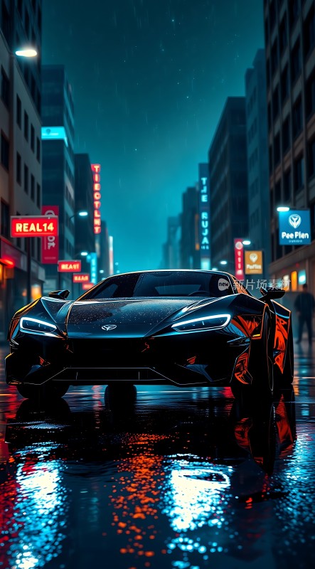 夜幕下的未来座驾霓虹灯下的速度与激情