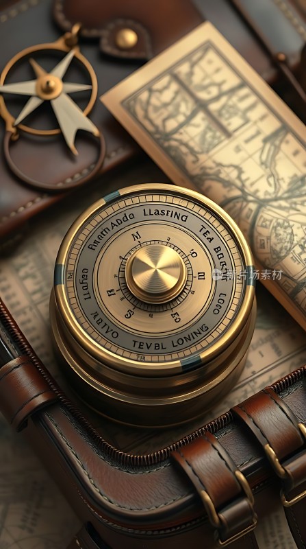 复古指南针与地图