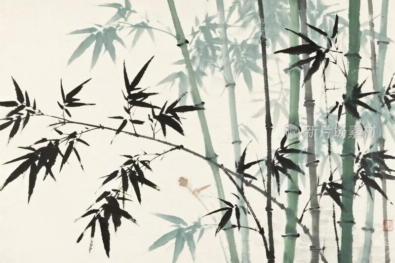 水墨竹子插画图案