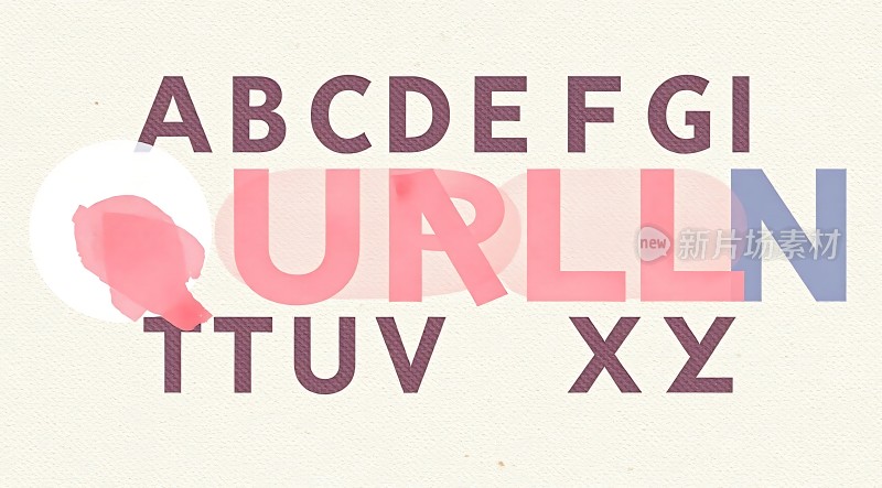 字母艺术粉蓝紫渐变设计