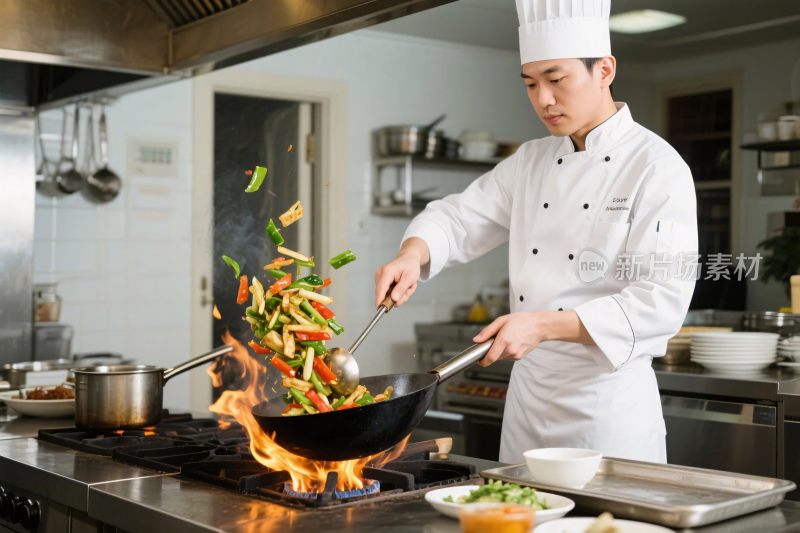 厨师厨房烹饪场景