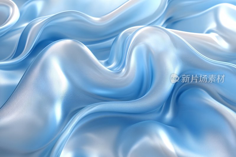 蓝色绸缎质感流体画面
