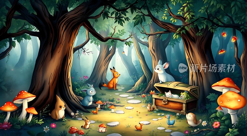 森林秘境动物与宝藏的故事