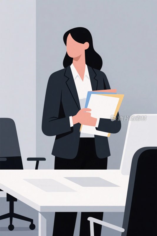 职场女性办公插画