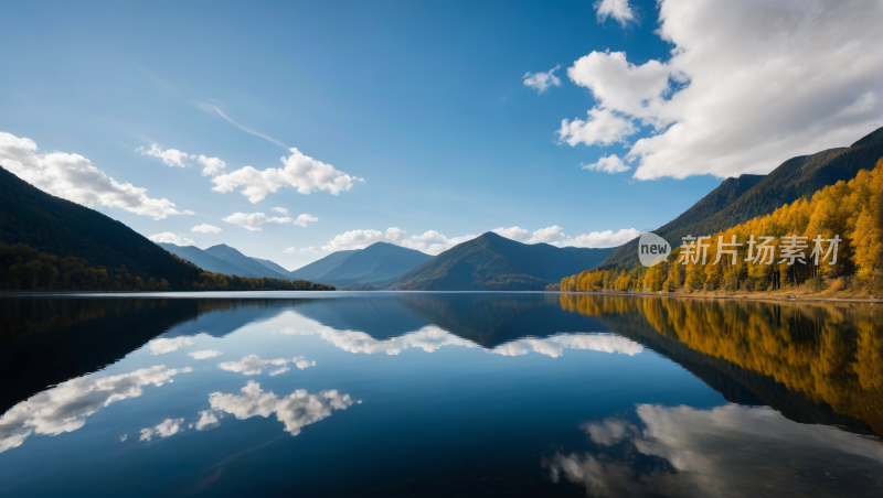 一个湖泊山脉高清风景图片