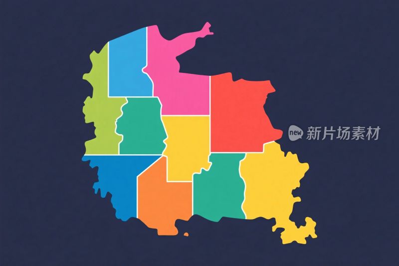 彩色分区地图插画