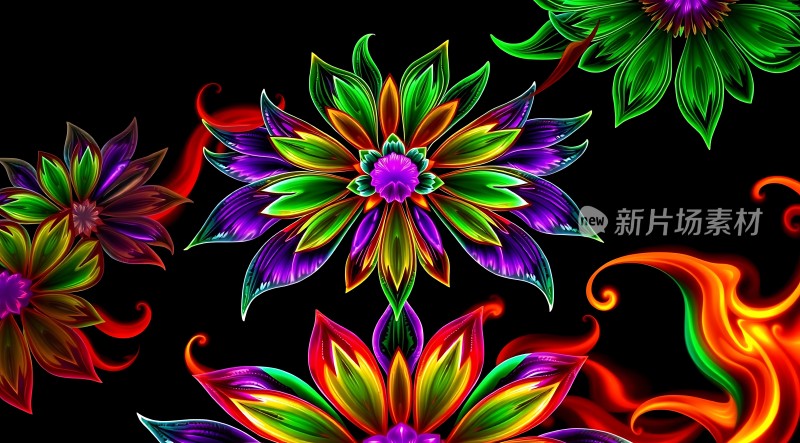 五彩斑斓的花朵绽放