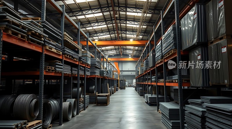 仓库深处材料堆积如山