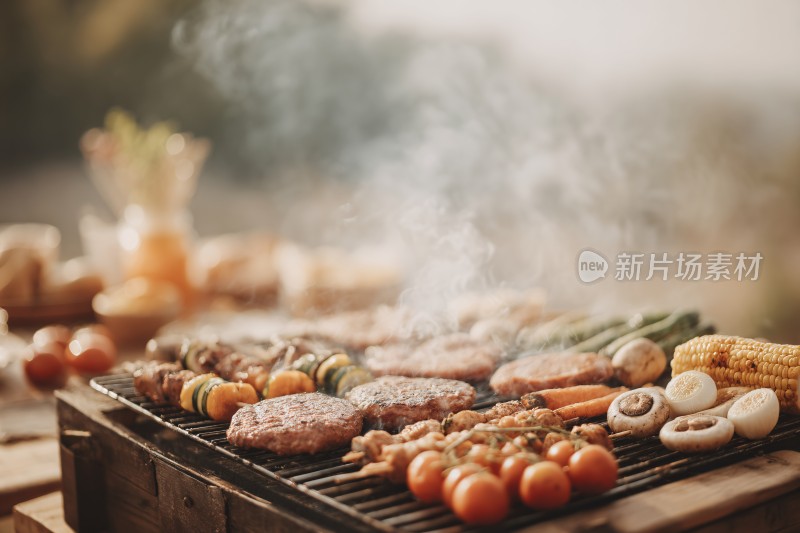 户外烧烤美食场景