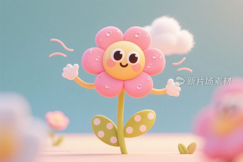 卡通拟人化花朵插画