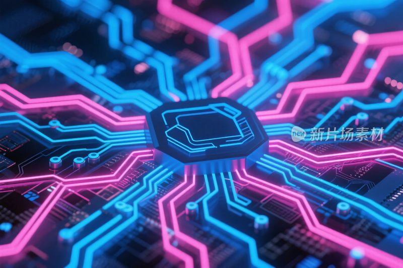 霓虹科技电路插画