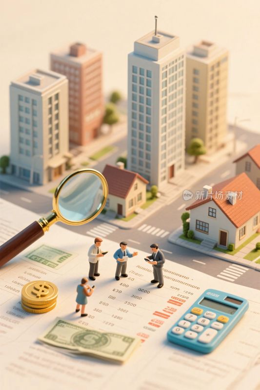 房地产交易场景插画